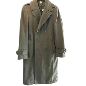 Vintage OVERCOAT MENS WOOL GABARDINE AG-44, WITH /REMOVABLE LINER Size 34L